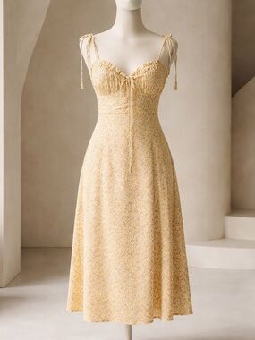 Shareen Collection Ditsy Floral Tie Split Hem Cami Dress